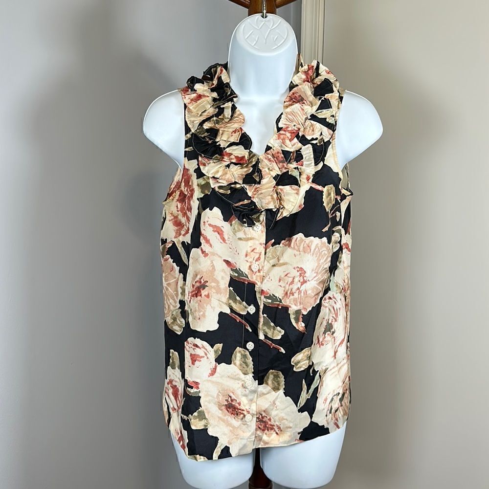 J. Crew Silk Floral Sleeveless Blouse - Size 0
